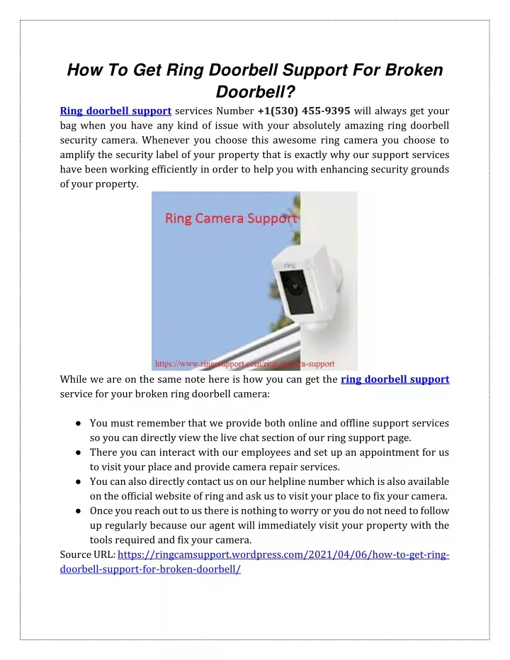 how to get ring doorbell support for broken
