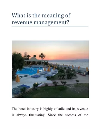 What is the meaning of revenue management?