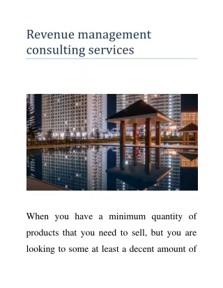 Revenue management consulting services