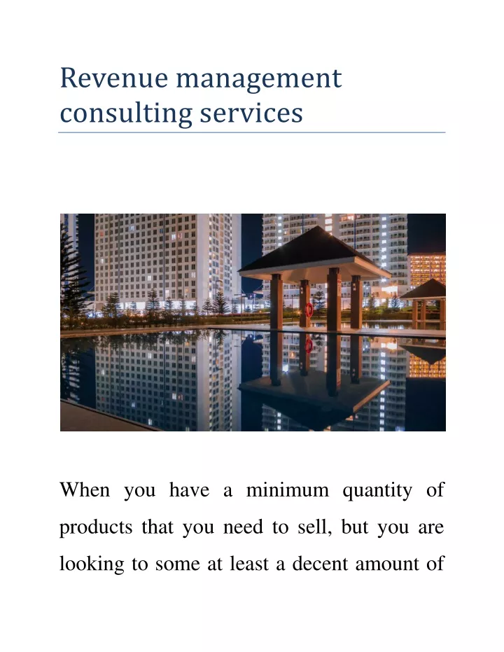 revenue management consulting services