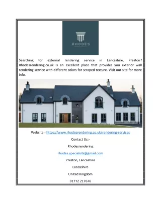 Wall Rendering Near Preston Lancashire | Rhodesrendering.co.uk