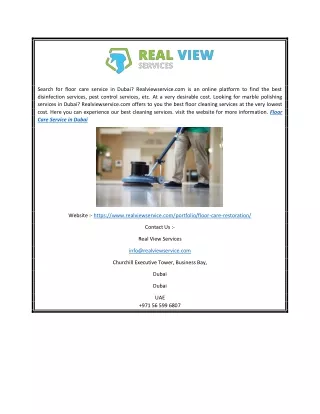 Floor Care Service In Dubai | Realviewservice.com