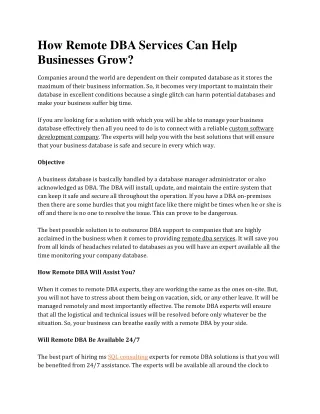 how remote dba services can help businesses grow