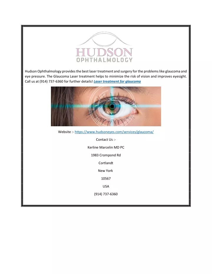 hudson ophthalmology provides the best laser