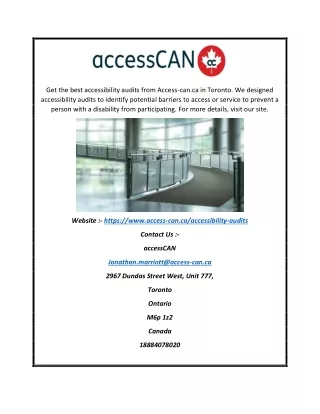 Access Audit Toronto | Access-can.ca