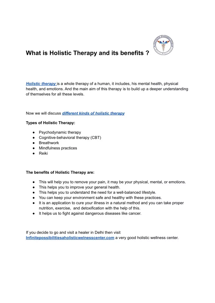 what is holistic therapy and its benefits