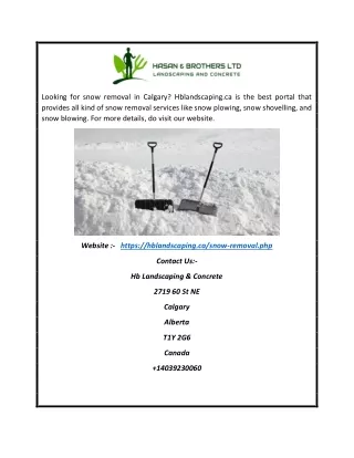 Snow Removal Calgary | Hblandscaping.ca