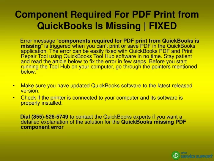component required for pdf print from quickbooks