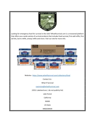 Emergency Meal Kit Supplier | Whatifsurvival.com