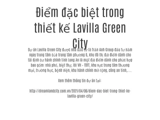 Điểm đặc biệt trong thiết kế Lavilla Green City