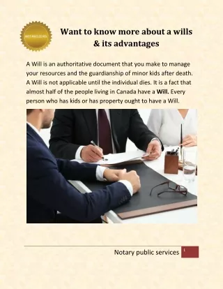 Want to know more about a wills & its advantages