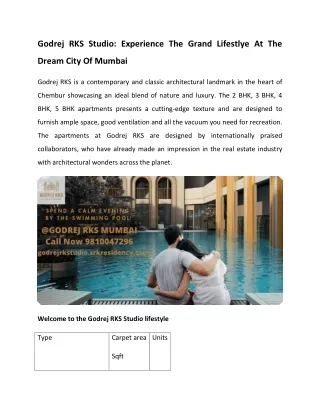 godrej rks studio experience the grand lifestlye