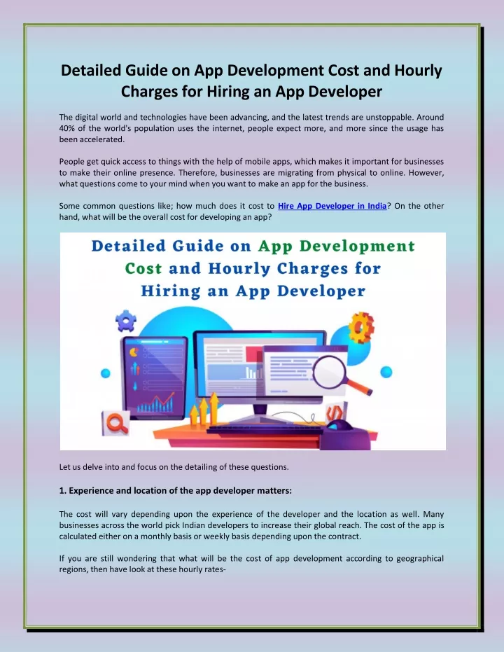 detailed guide on app development cost and hourly