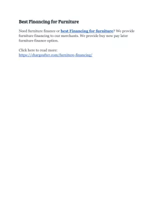 best financing for furniture