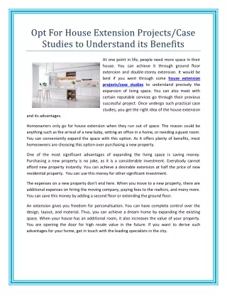 opt for house extension projects case studies