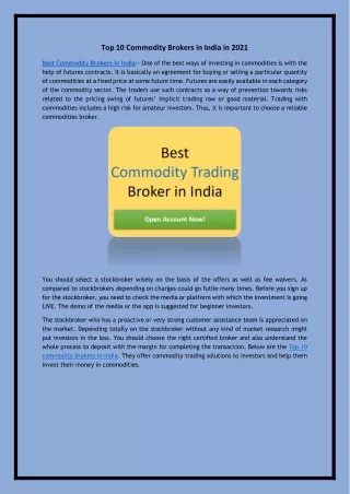 Best Commodity Broker in India