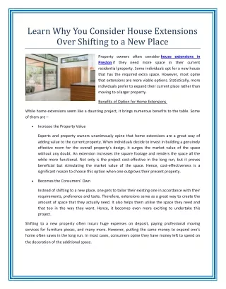 learn why you consider house extensions over