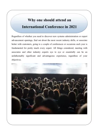 Why one should attend an International Conference in 2021