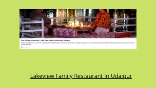 Best Lakeview Rooftop Multi Cuisine Restaurant Restaurant In Udaipur