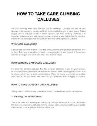 how to take care climbing calluses