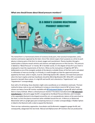 what one should know about blood pressure monitors