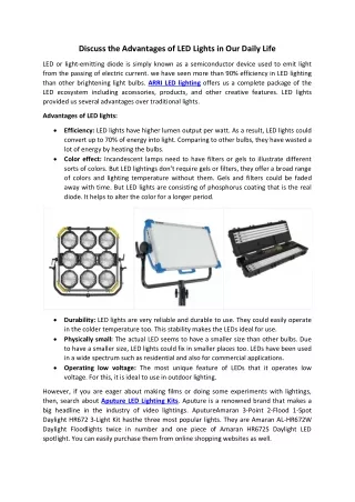 discuss the advantages of led lights in our daily