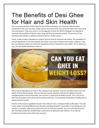 The Benefits of Desi Ghee for Hair and Skin Health