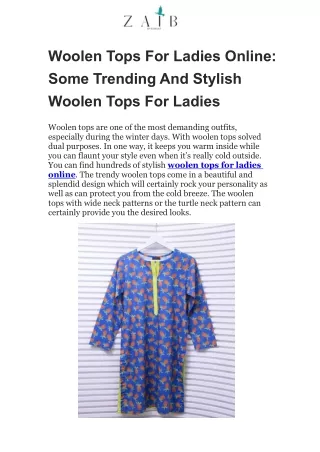 Woolen Tops For Ladies Online: Some Trending And Stylish Woolen Tops For Ladies