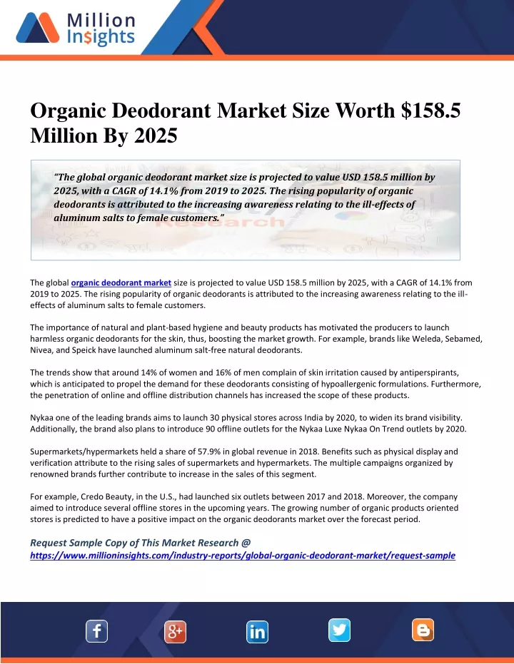 organic deodorant market size worth 158 5 million