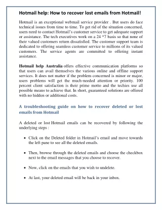 hotmail help how to recover lost emails from
