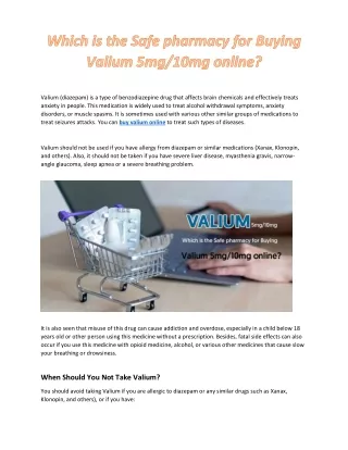 Which is the Safe pharmacy for Buying Valium 5mg/10mg online?