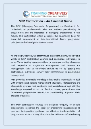 msp certification an essential guide