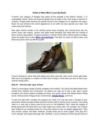 Rules to Wear Men’s Lace-Up Boots