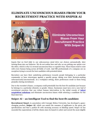 Eliminate Unconscious Biases From Your Recruitment Practice With Sniper AI