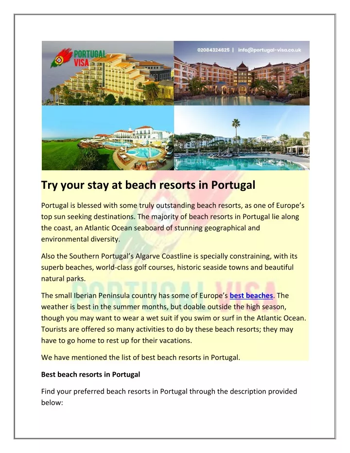 try your stay at beach resorts in portugal