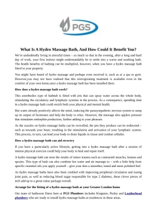 what is a hydro massage bath and how could