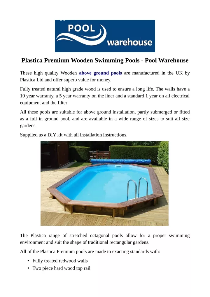 plastica premium wooden swimming pools pool