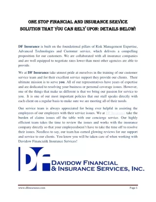 one stop financial and insurance service one stop