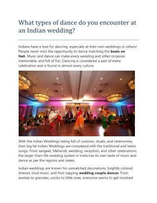 What types of dance do you encounter at an Indian wedding