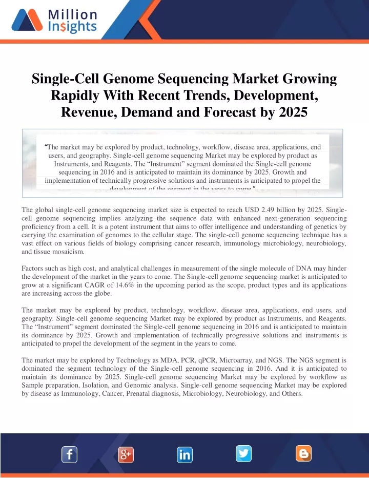 single cell genome sequencing market growing