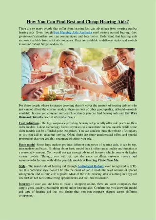 How You Can Find Best and Cheap Hearing Aids