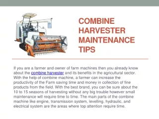 combine harvester maintenance tips