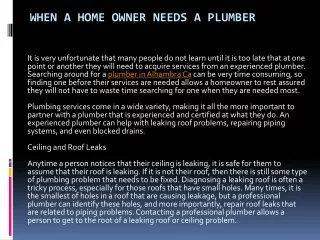 when a home owner needs a plumber