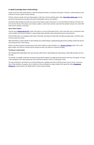 in depth knowledge about cricket betting