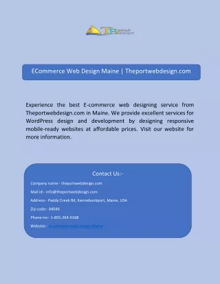 ECommerce Web Design Maine | Theportwebdesign.com
