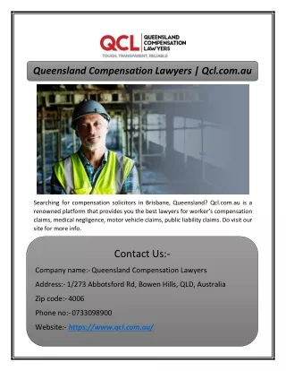 Queensland Compensation Lawyers | Qcl.com.au