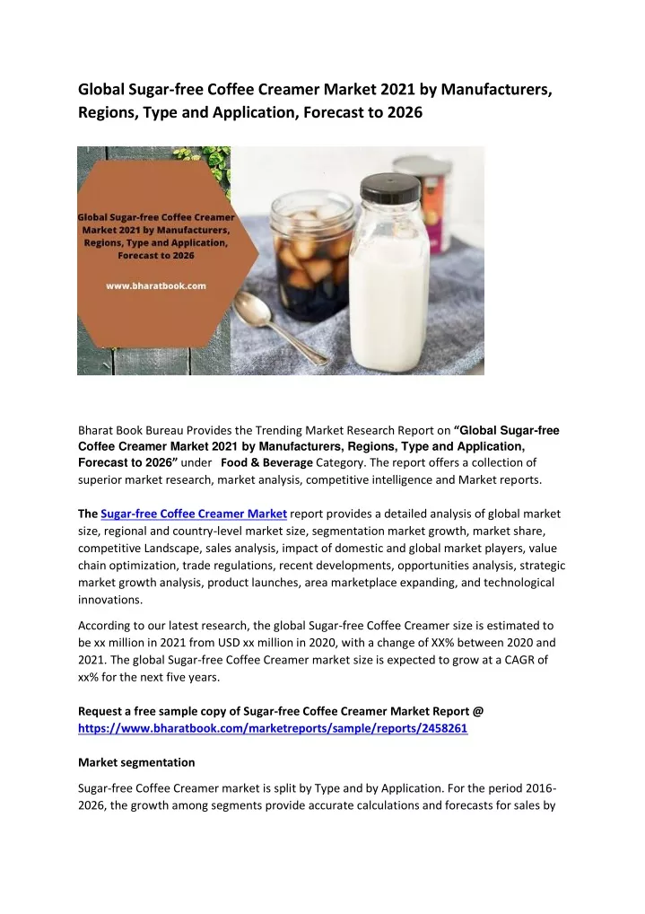 global sugar free coffee creamer market 2021