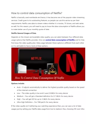 how to control data consumption of netflix
