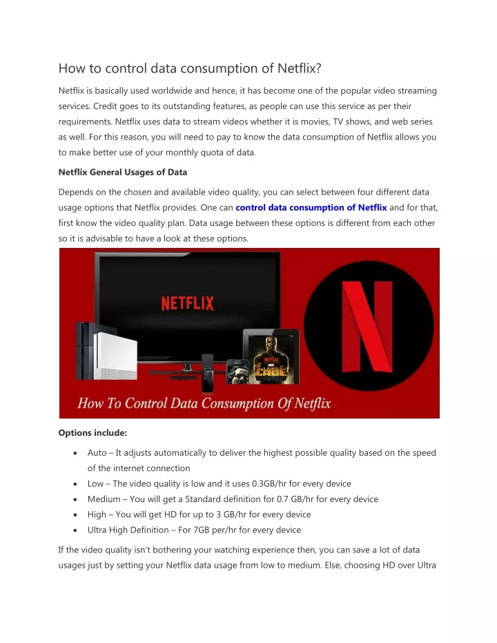 how to control data consumption of netflix