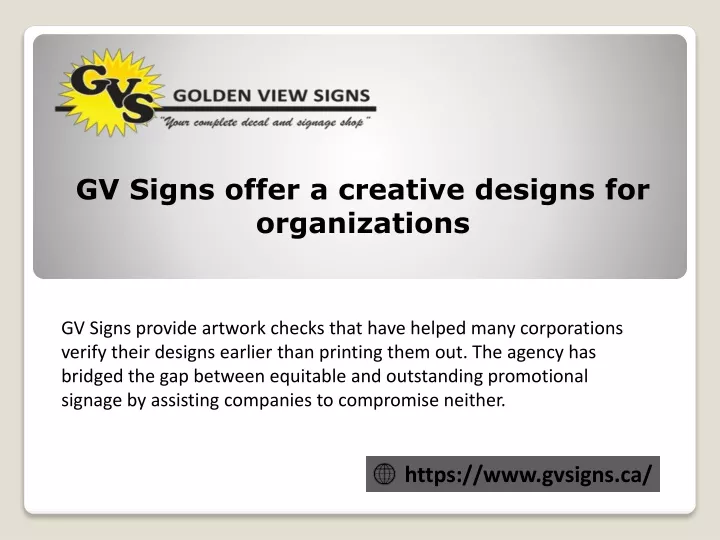 gv signs offer a creative designs